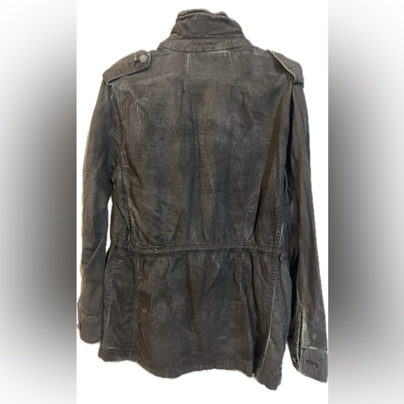 Free People Dark Gray and Aqua Wash detail Utility Jacket Women’s Small - Picture 3 of 9